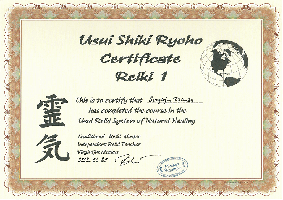 Reiki sertifikatas 1